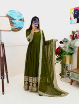 Natural Green Color georgette Gown