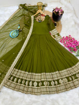 Natural Green Color georgette Gown