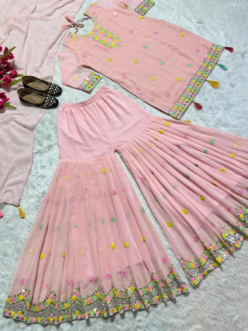 Graceful Pink Palazzo suit with Dupatta