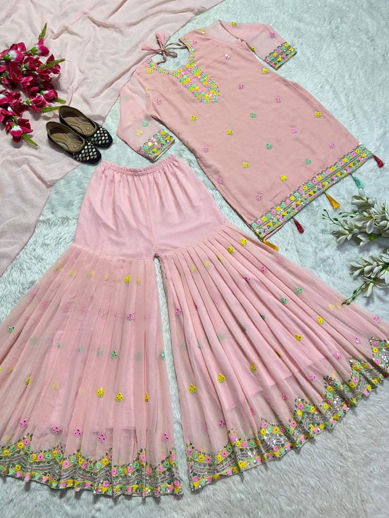 Graceful Pink Palazzo suit with Dupatta