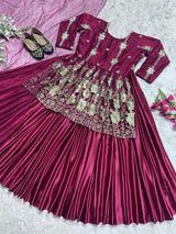 Party Wear Silk Lehenga Top with Dupatta