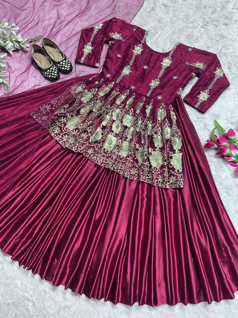 Party Wear Silk Lehenga Top with Dupatta