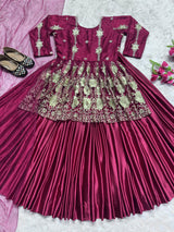 Party Wear Silk Lehenga Top with Dupatta