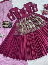 Party Wear Silk Lehenga Top with Dupatta