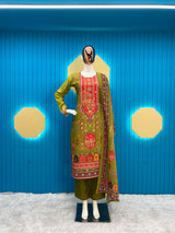 MASLIN DIGITAL PRINT WITH MIRROR WORK SUIT