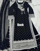 Black Party Wear Sharara Suit