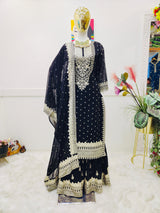 Black Party Wear Sharara Suit