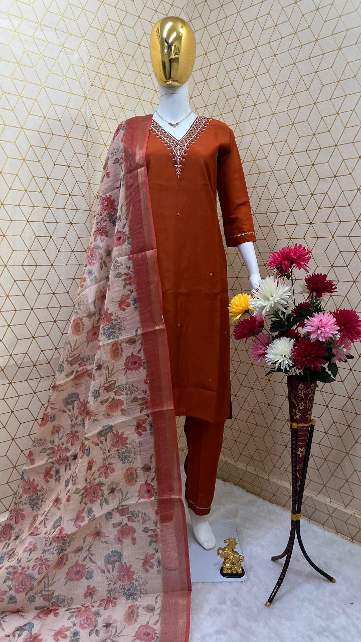 Designer Handwork Silk Suit