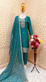 Designer Embroidery Work Silk Suit