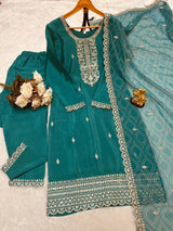 Designer Embroidery Work Silk Suit