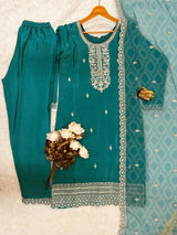 Designer Embroidery Work Silk Suit