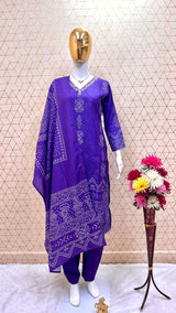 Designer Handwork with Digital Print Suit