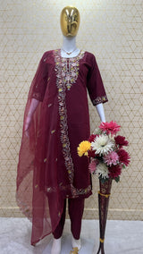 Trending Color Sequence Embroidery Work Suit