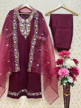 Trending Color Sequence Embroidery Work Suit