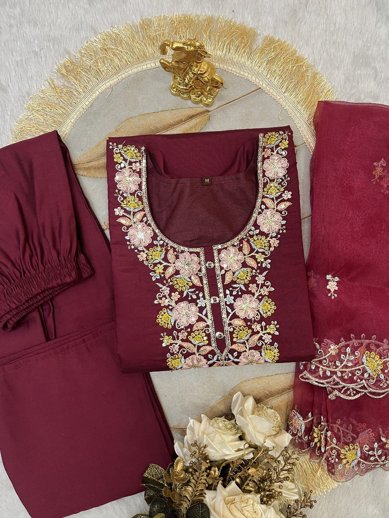 Trending Color Sequence Embroidery Work Suit