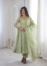 DESIGNER ZARI STRIPED FESTIVE WEAR GOWN