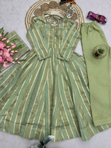 DESIGNER ZARI STRIPED FESTIVE WEAR GOWN