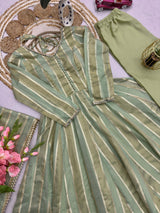 DESIGNER ZARI STRIPED FESTIVE WEAR GOWN
