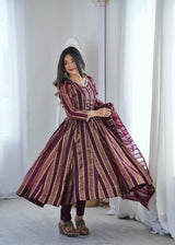 DESIGNER ZARI STRIPED FESTIVE WEAR GOWN