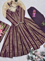 DESIGNER ZARI STRIPED FESTIVE WEAR GOWN