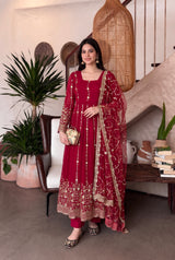 ROYAL ZARI EMBROIDERED FESTIVE ANARKALI GOWN SUIT (11 COLOURS)