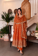 ROYAL ZARI EMBROIDERED FESTIVE ANARKALI GOWN SUIT (11 COLOURS)
