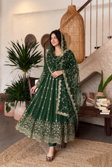 ROYAL ZARI EMBROIDERED FESTIVE ANARKALI GOWN SUIT (11 COLOURS)