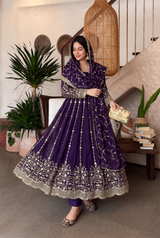 ROYAL ZARI EMBROIDERED FESTIVE ANARKALI GOWN SUIT (11 COLOURS)