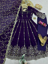 ROYAL ZARI EMBROIDERED FESTIVE ANARKALI GOWN SUIT (11 COLOURS)