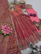 ROYAL ZARI EMBROIDERED FESTIVE ANARKALI GOWN SUIT (11 COLOURS)