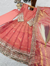 FULL FLARED ETHNIC ANARKALI WITH GOLD BORDER