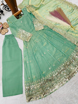 FULL FLARED ETHNIC ANARKALI WITH GOLD BORDER