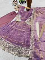 FULL FLARED ETHNIC ANARKALI WITH GOLD BORDER
