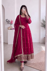HEAVY EMBORDER ANARKALI GOWN WITH MATCHING PANTS