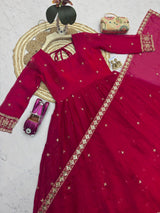HEAVY EMBORDER ANARKALI GOWN WITH MATCHING PANTS