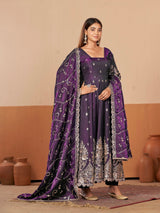 HEAVY GOLD ZARI EMBROIDERED ANARKALI GOWN WITH DUPATTA