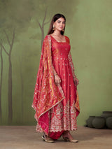 HEAVY GOLD ZARI EMBROIDERED ANARKALI GOWN WITH DUPATTA