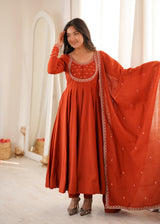 FESTIVE PARTY WEAR ANARKALI SUIT SET WITH SLIM TROUSERS