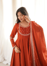 FESTIVE PARTY WEAR ANARKALI SUIT SET WITH SLIM TROUSERS