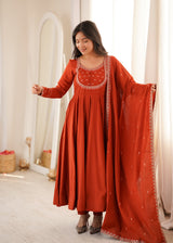 FESTIVE PARTY WEAR ANARKALI SUIT SET WITH SLIM TROUSERS