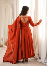 FESTIVE PARTY WEAR ANARKALI SUIT SET WITH SLIM TROUSERS