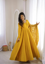 DESIGNER ANARKALI DRESS WITH PEARL NECKLINE & EMBROIDERED DUPATTA