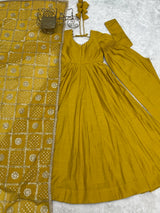 DESIGNER ANARKALI DRESS WITH PEARL NECKLINE & EMBROIDERED DUPATTA