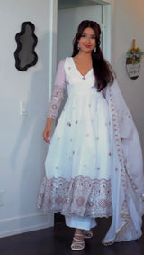 FANDY SILK FLARED ANARKALI GOWN WITH DUPATTA