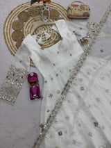 FANDY SILK FLARED ANARKALI GOWN WITH DUPATTA