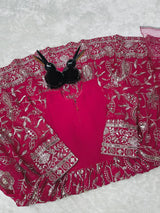 KIDS RANI PINK HEAVY EMBROIDERED FLARED ANARKALI GOWN WITH DUPATTA
