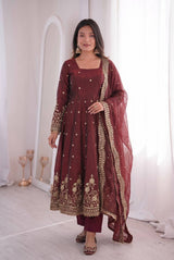 EMERALD EMBROIDERED ANARKALI GOWN WITH  DUPATTA