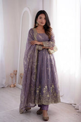 EMERALD EMBROIDERED ANARKALI GOWN WITH  DUPATTA