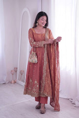 EMERALD EMBROIDERED ANARKALI GOWN WITH  DUPATTA
