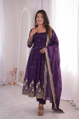 EMERALD EMBROIDERED ANARKALI GOWN WITH  DUPATTA